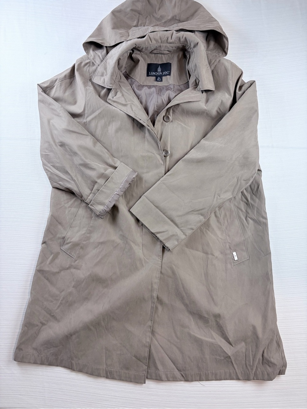 London Fog Women’s Hooded Trench Coat - Taupe Beige